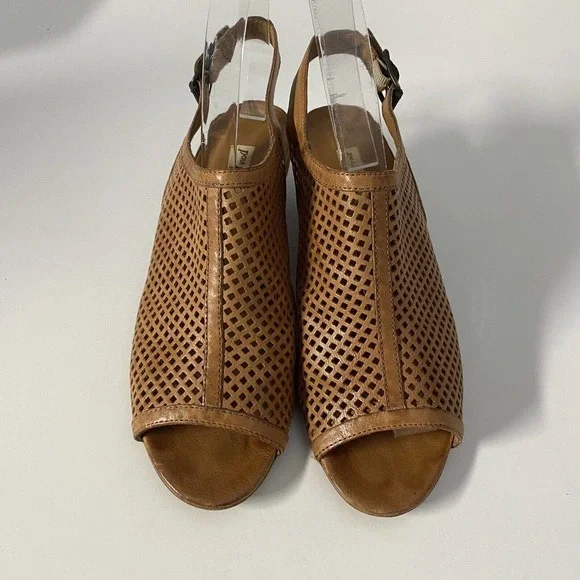 Paul Green Lois Slingback Perforated Leather Sandal Cognac Open Toe 5 UK… - Picture 4 of 9